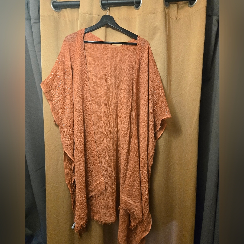 Sequin Poncho In Pumpkin Spice- One Size